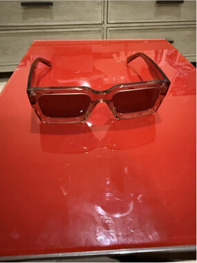 Celine Rectangular Transparent Brown Sunglasses Designer Shades Authentic